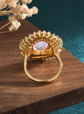 2025国潮新品中国风古装汉服配饰古法金镶嵌天然玉髓玛瑙复古戒指