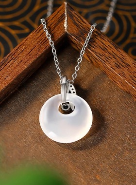 国潮新中式天然白玉髓吊坠ins风 竹报平安中国风轻奢高级锁骨链女