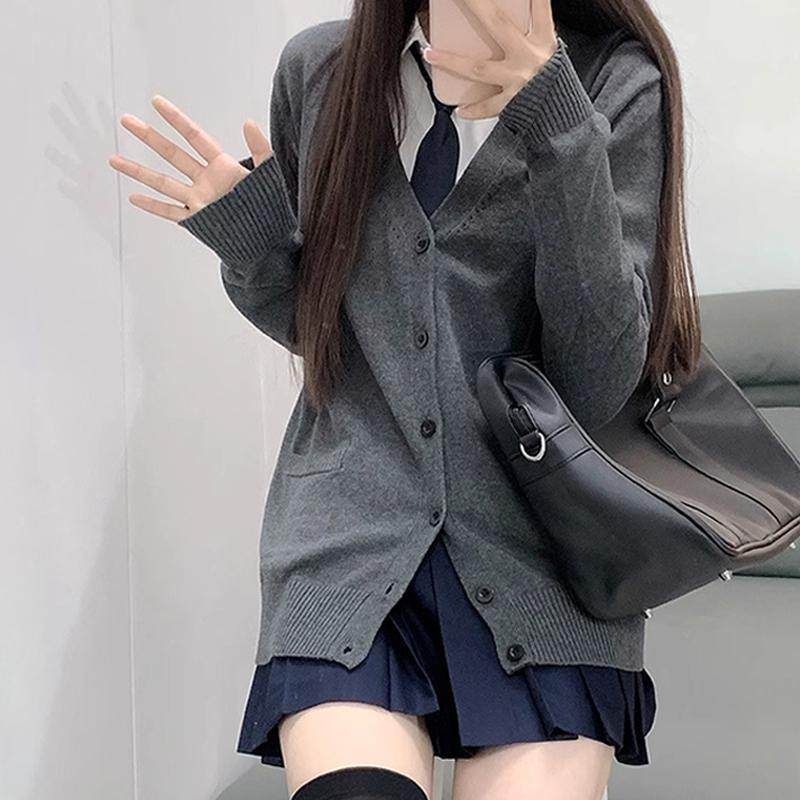 日系jk制服套装秋冬学院风校供深灰针织开衫毛衣感上衣外穿外套女,淘宝优惠券,粉丝福利购,淘宝优惠卷