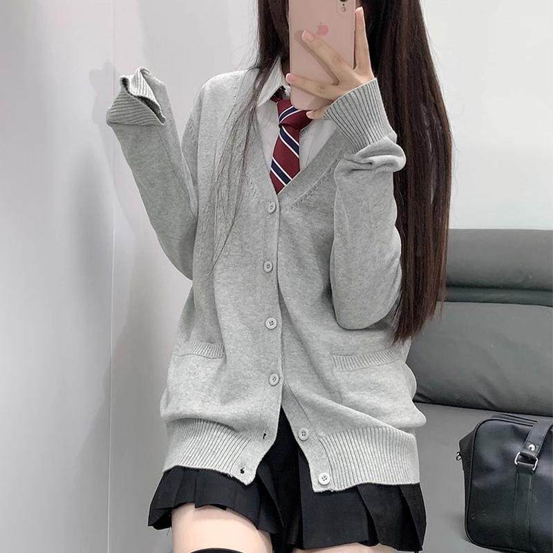 日系jk制服套装秋冬学院风校供深灰针织开衫毛衣感上衣外穿外套女,淘宝优惠券,粉丝福利购,淘宝优惠卷