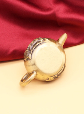 创意黄铜会转把把壶胡手把件小茶壶茶宠摆件打麻将地摊小铜器