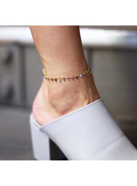 Colored glass bead Anklet bracelets women 彩色玻璃珠脚炼