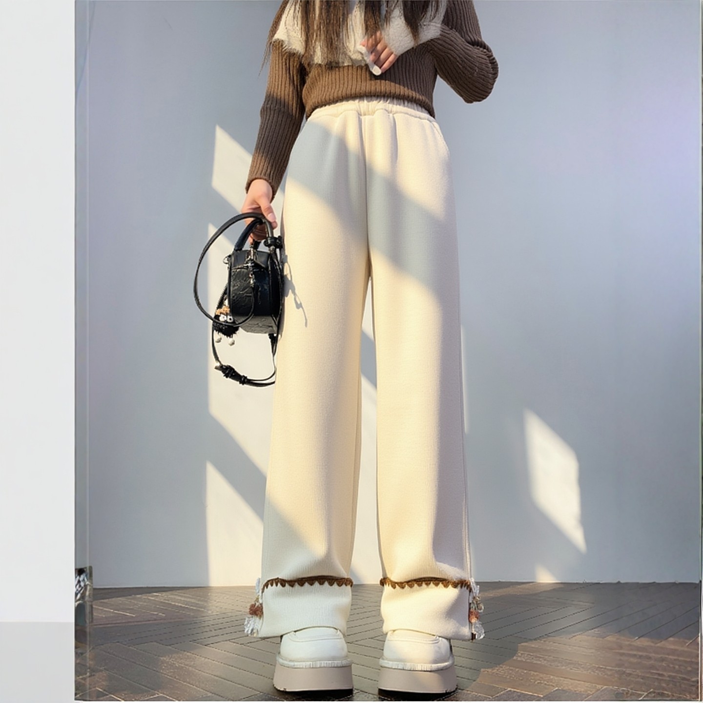 女童裤子秋冬2025新款儿童加绒阔腿裤女孩加厚卫裤大童冬季运动裤,淘宝优惠券,粉丝福利购,淘宝优惠卷