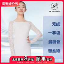 LFamily figure slip training dress Women in line lace lace long sleeve T Children adult Custom cograde dress Performance Contest dress