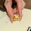 Elegant solid gold bow dove egg ring