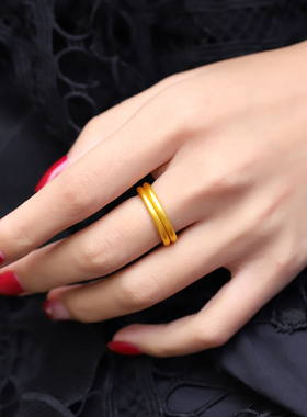 实心古法黄金999素圈情侣