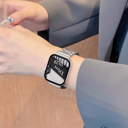 适用华为fit5表带fit4手表watch fit3三珠金属不锈钢带4pro表带fit1/2代商务风new男士智能运动高级感替换带 - 图1