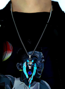 爱动力合金太钢十字链男狼王项链