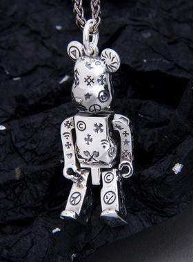 八卦炉暴力小熊钛钢项链嘻哈男潮朋克女个性简约毛衣链女小众挂件