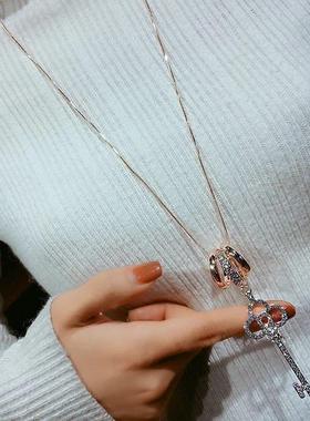 时尚长款芭蕾舞女孩吊坠毛衣链配饰项链女百搭衣服挂件2024年新款