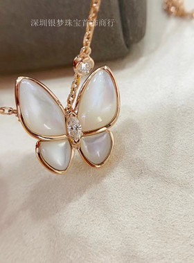白贝母蝴蝶项链女轻奢锁骨链礼物