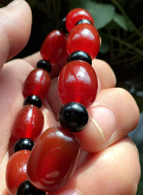 玛瑙桶珠手串男本命虎年鼓珠手链