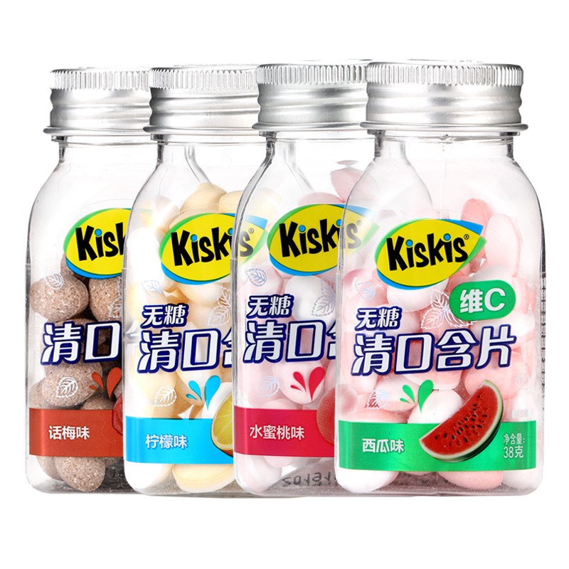 临期酷滋KisKis清口含片维C38g清凉薄荷糖压片糖果清新口气水果味 - 图0