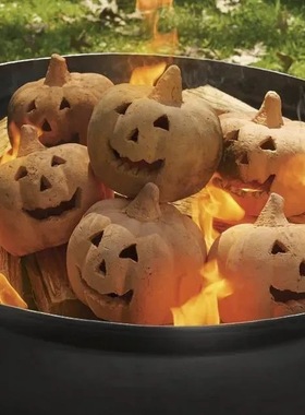 跨境南瓜万圣节火堆烧烤仿真派对火炉陶瓷设计装饰品摆件家居