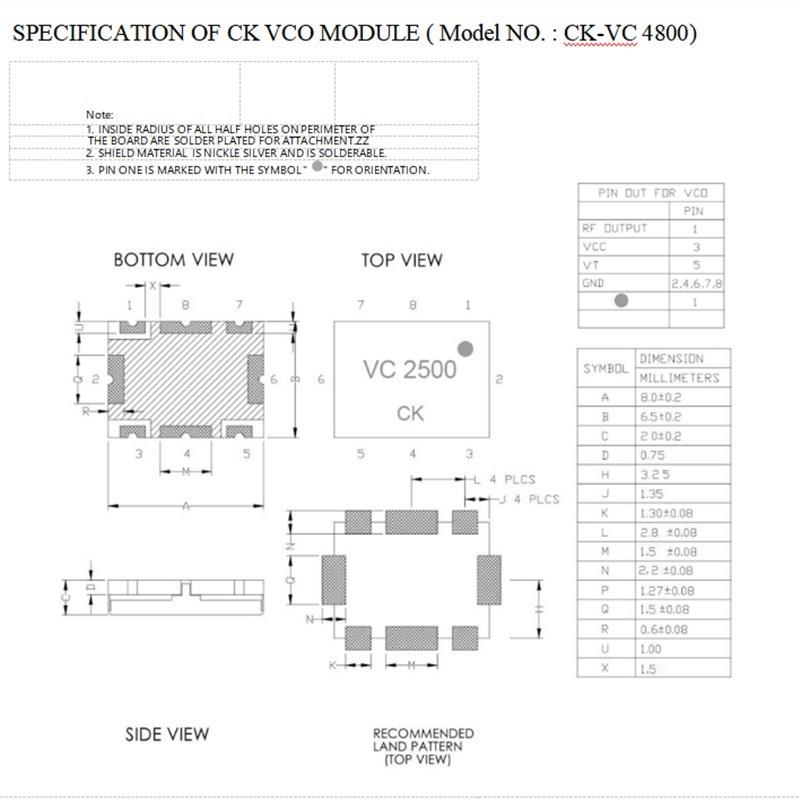 VC4800 4.8G-5.0G 4800-5000MHZ VCO压控振荡器 5G 4.8G 4.9G-图0