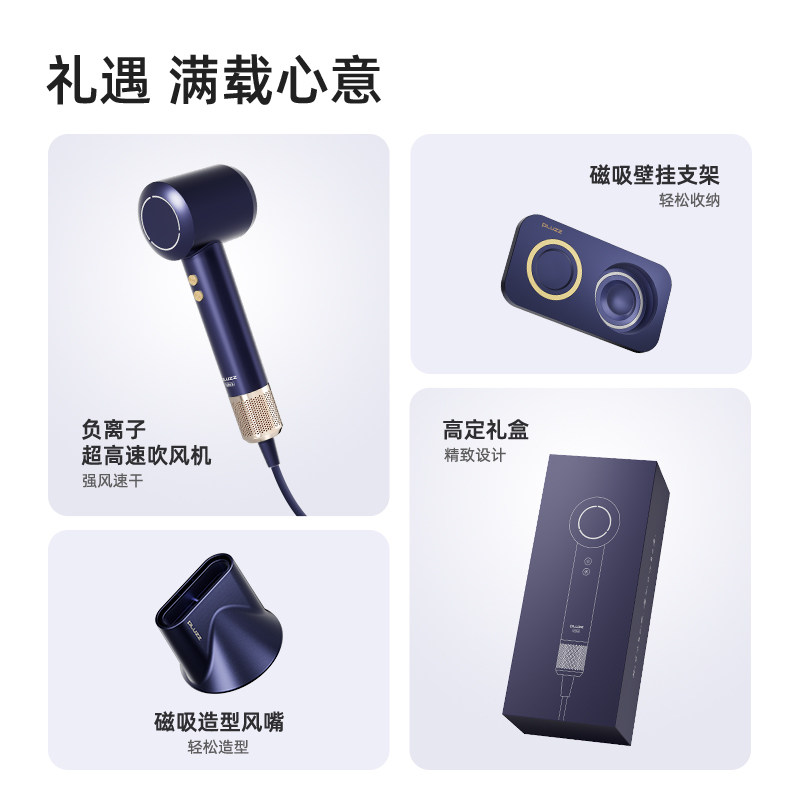 PLUZZ高速吹风机负离子电吹风送礼吹风筒送女朋友礼盒套装速干