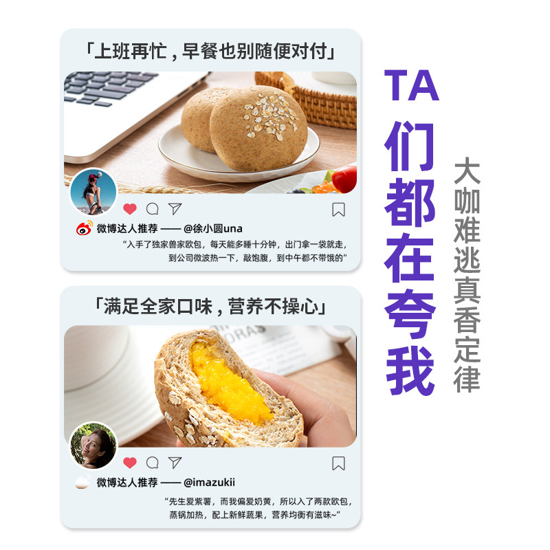 全麦面包整箱糖精0低脂肪夹心欧包 暴肌独角兽西式糕点
