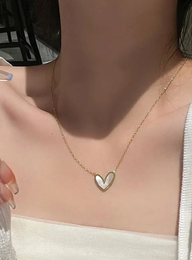 爱心贝母项链锁骨链轻奢百搭ins风轻奢高级感百搭设计钛钢不掉色