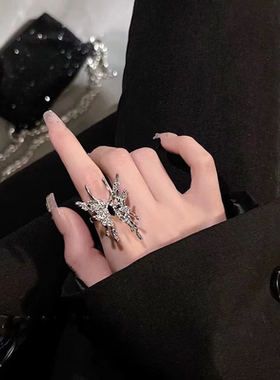 液态小众设计师高级感蝴蝶开口戒指女ins潮冷淡风时尚个食指戒