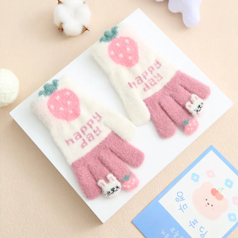 儿童保暖手套冬季男童女童卡通可爱小学生写字加厚防寒全分指手套,淘宝优惠券,粉丝福利购,淘宝优惠卷