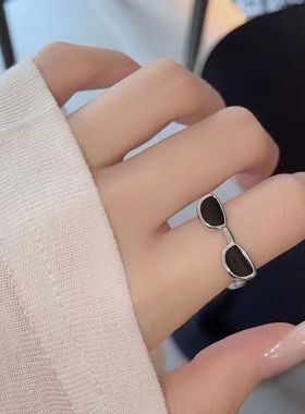 戒指情侣指环眼睛太阳眼镜女小众设计高级感轻奢风时尚开口食指
