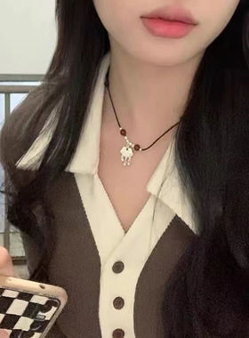 项链平安锁项链女小众手工编织民族风吊坠