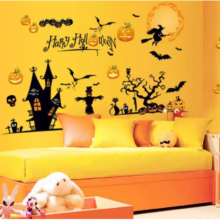 万圣节玻璃门贴纸餐厅酒店大门店铺橱窗贴布置装饰品静电贴墙贴画,淘宝优惠券,粉丝福利购,淘宝优惠卷