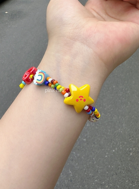夏日童趣可爱彩虹星星串珠手链小众闺蜜手串礼物