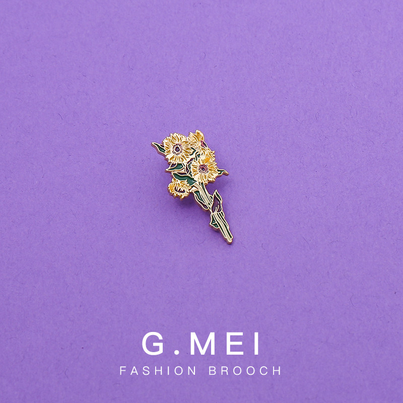 梵高的鸢尾花胸针设计师个性植物徽章别针胸章包包装饰创意勋章,淘宝优惠券,粉丝福利购,淘宝优惠卷