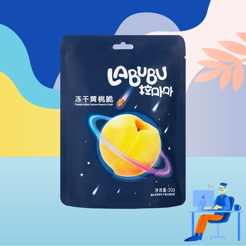 labubu拉卟卟冻干黄桃脆30g*2袋 labubu桃干