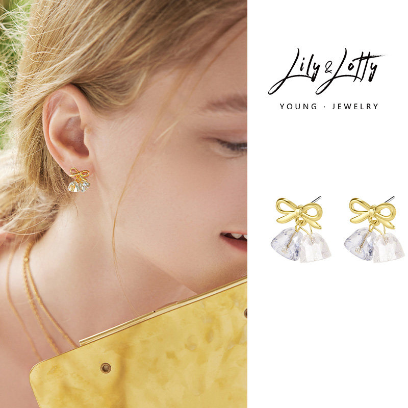 【李佳琦直播间】 英国潮饰Lily&Lotty可爱铃铛蝴蝶结925银针耳环