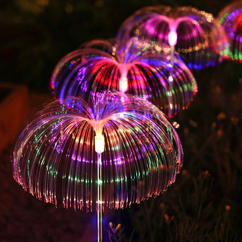 太阳能水母灯七彩变色光纤户外庭院花园插地草坪灯网红院子装饰灯,淘宝优惠券,粉丝福利购,淘宝优惠卷