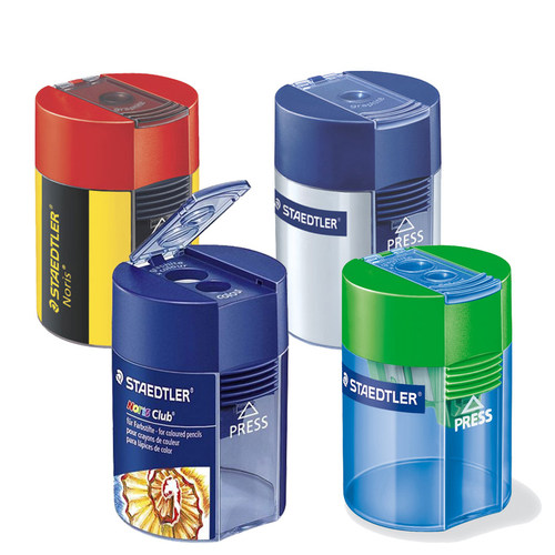 德国STAEDTLER施德楼卷笔刀进口单双孔笔刨削笔器转笔刀削笔刀儿童小学生铅笔刀小型便携式素描彩铅卷笔刀 - 图0