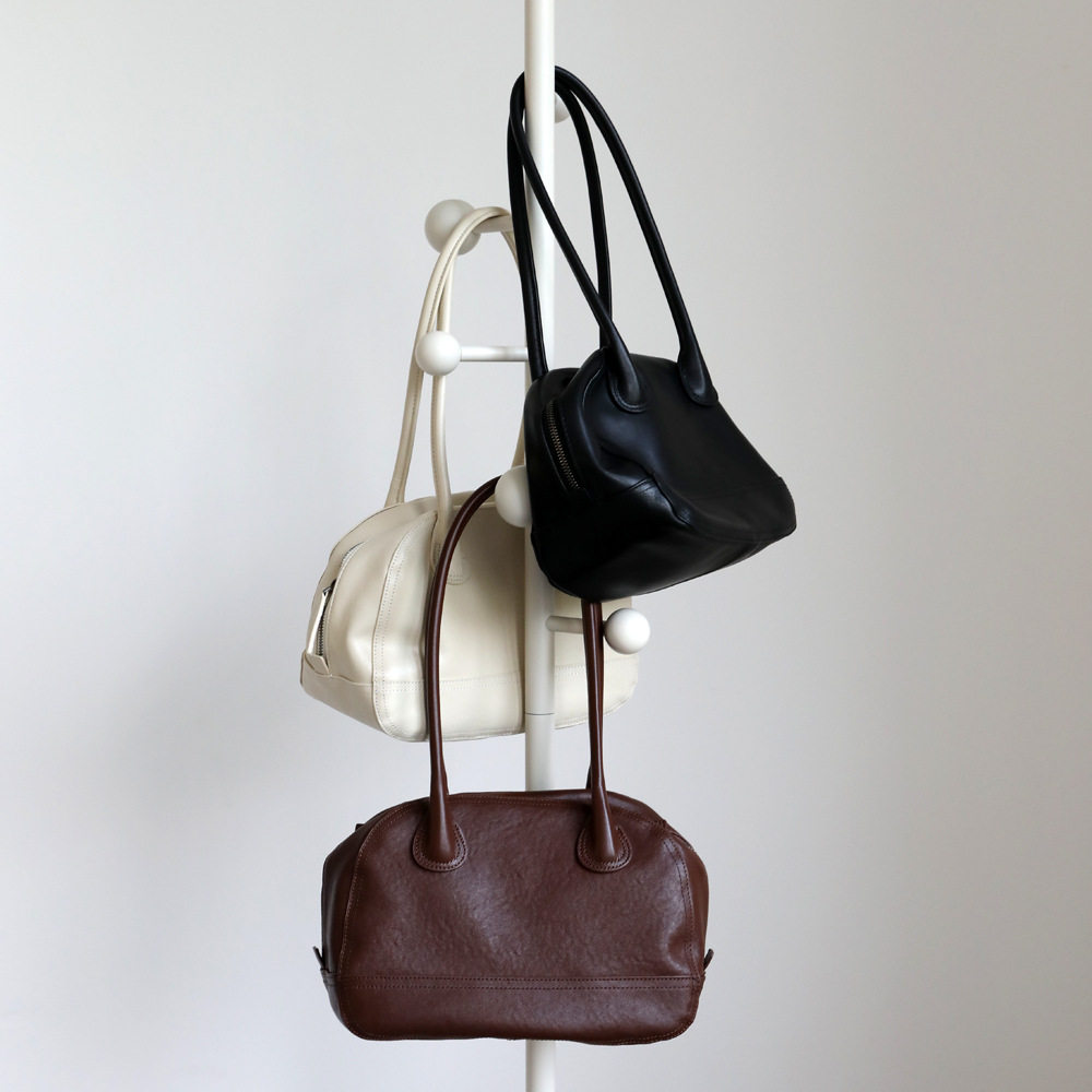 植鞣牛皮轻复古保龄球包通勤手提包简约真皮腋下包单肩贝壳包女,淘宝优惠券,粉丝福利购,淘宝优惠卷