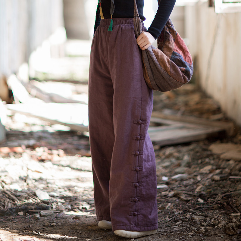 新中式苎麻棉裤百搭保暖加厚直筒长裤2025年冬季新款夹棉外穿棉裤,淘宝优惠券,粉丝福利购,淘宝优惠卷