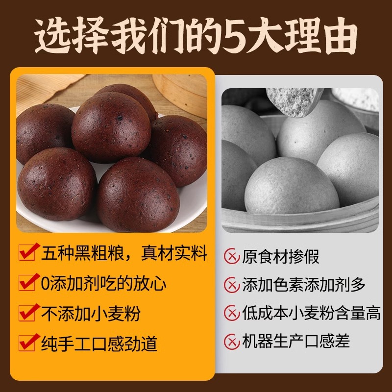 五黑杂粮馒头纯手工荞麦全麦减无糖精五谷粗粮脂肥孕妇糖友早餐控 - 图2