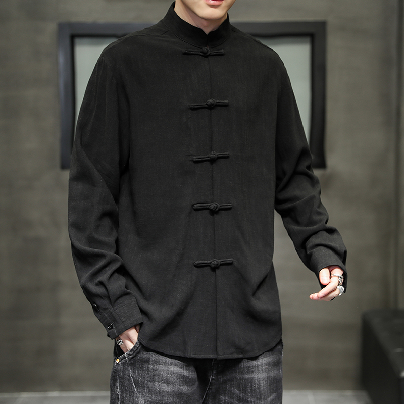 新款男士中国风长袖潮牌汉服衬衫 腓尼基秀禾服