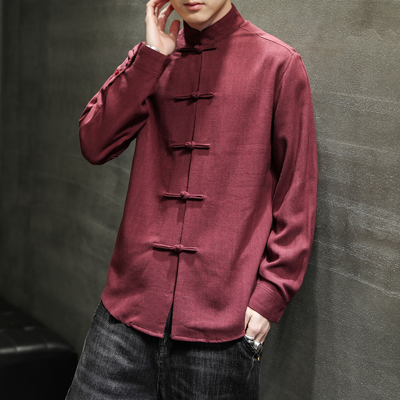 新款男士中国风长袖潮牌汉服衬衫 腓尼基秀禾服