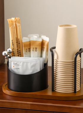 原木风一次性纸杯架杯子置物架