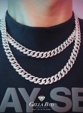 GBC古巴链潮流谷爱凌同款项链10mm菱形古巴链18k美式街头嘻哈项链
