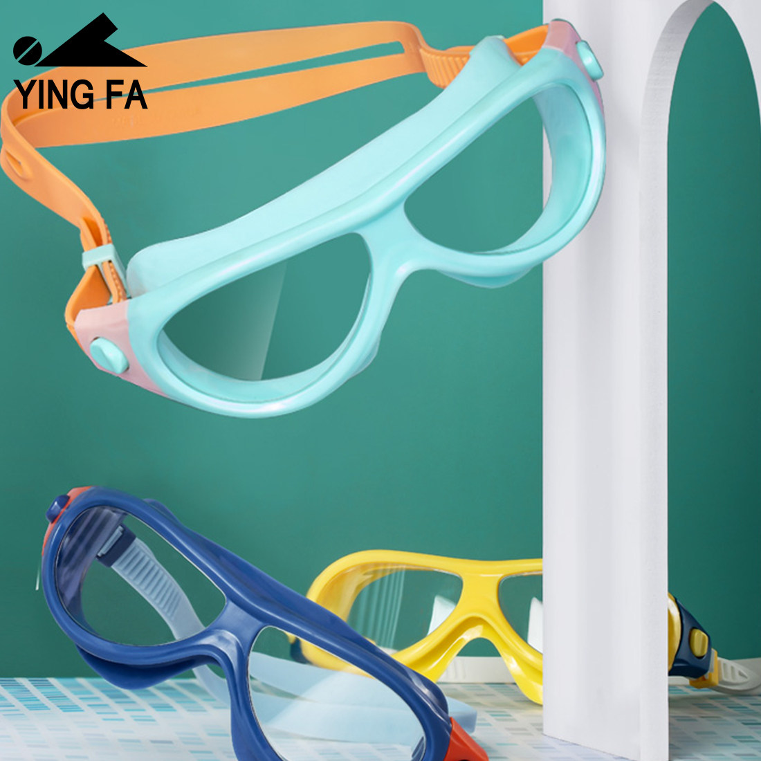 英发儿童大框泳镜高清男孩游泳眼镜 英发煜钒泳镜