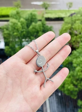 世界鄙视项链竖中指火柴人吊坠个卡通搞怪情侣色链子挂件