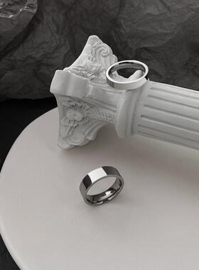 戒指男女小众设计ins简约冷淡风尾戒素圈指环潮钛钢轻奢情侣对戒