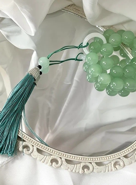 菩提手串绕指柔渐变蓝色蜜桃粉学生版手持盘珠文玩佛珠子手链女款