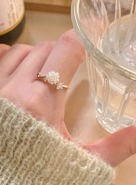 法式玫瑰花项链春季ins温柔水滴吊坠锁骨链女生小清新颈链