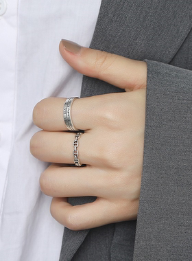 S嘻哈风戒指女小众设计高级感开口轻奢食指戒2024年新款潮