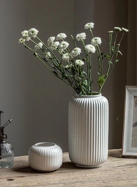 陶瓷花瓶白色简约现代仿真花插花水培客厅餐桌高轻奢家居摆件装饰