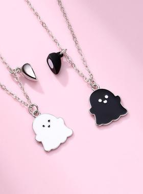 儿童项链女童高颜值学生党磁吸磁铁相吸二人姐妹轻奢高级感吊坠女