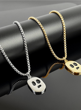 幽灵鬼脸项链男潮流钛钢不掉色配饰女简约个小众设计长款链子