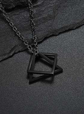 衣服学生毛衣链长款2020年新款五金少女配饰几何钛钢男女吊坠项链